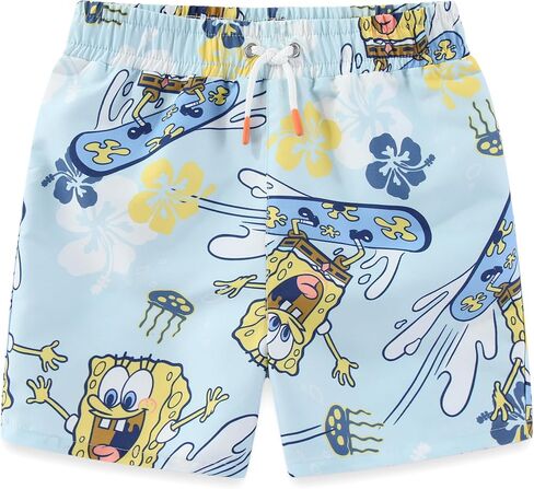 SPONGEBOB SQUAREPANTS Boys Beach Button Down Shirt and Swim Shorts UPF 50+ Resort Outfit Swim-Fabric Set for Big Kids in Kuwait