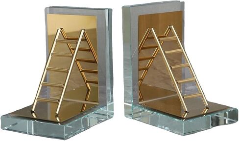 Bookend Support L Shaped Crystal Bookends Metal Ladder Decorative Ornaments Heavy for Home Library Office School Supplies Bookends in Saudi Arabia