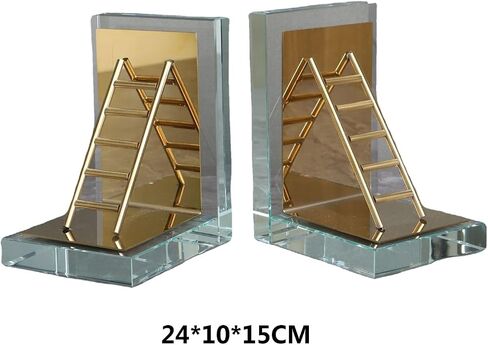 Bookend Support L Shaped Crystal Bookends Metal Ladder Decorative Ornaments Heavy for Home Library Office School Supplies Bookends in Saudi Arabia