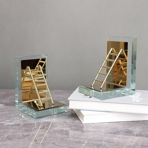 Bookend Support L Shaped Crystal Bookends Metal Ladder Decorative Ornaments Heavy for Home Library Office School Supplies Bookends in Saudi Arabia