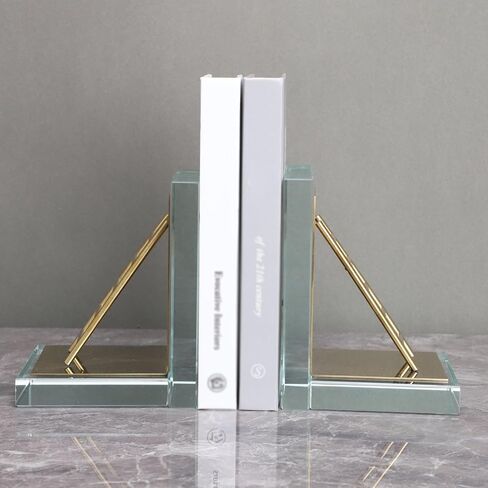 Bookend Support L Shaped Crystal Bookends Metal Ladder Decorative Ornaments Heavy for Home Library Office School Supplies Bookends in Saudi Arabia