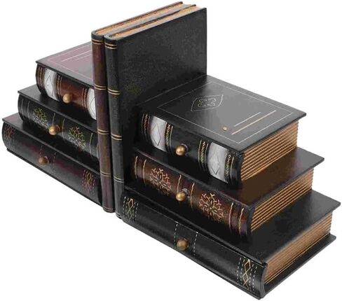 Bookend Support Retro Bookends Decorative Storage Box Bookcase with Wood Cases for Home Office Bookends in Saudi Arabia