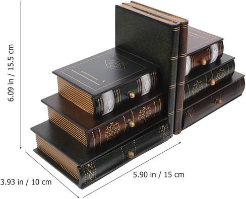 Bookend Support Retro Bookends Decorative Storage Box Bookcase with Wood Cases for Home Office Bookends in Saudi Arabia