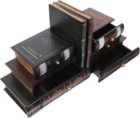 Bookend Support Retro Bookends Decorative Storage Box Bookcase with Wood Cases for Home Office Bookends in Saudi Arabia