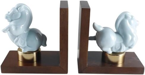 Bookend Support Chinese Style Book Ends Ceramic Bookends Heavy Books Bookshelf for Readers Lovers Nerd Bookends in Saudi Arabia