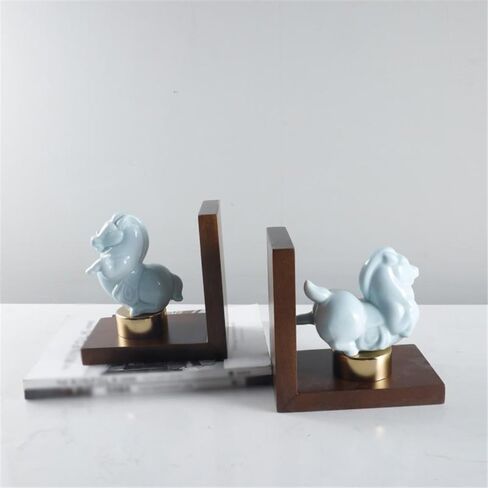 Bookend Support Chinese Style Book Ends Ceramic Bookends Heavy Books Bookshelf for Readers Lovers Nerd Bookends in Saudi Arabia