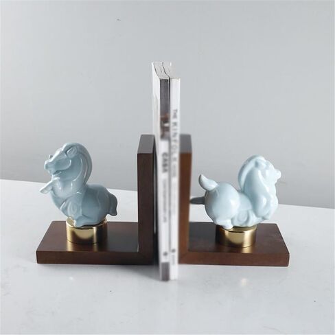 Bookend Support Chinese Style Book Ends Ceramic Bookends Heavy Books Bookshelf for Readers Lovers Nerd Bookends in Saudi Arabia