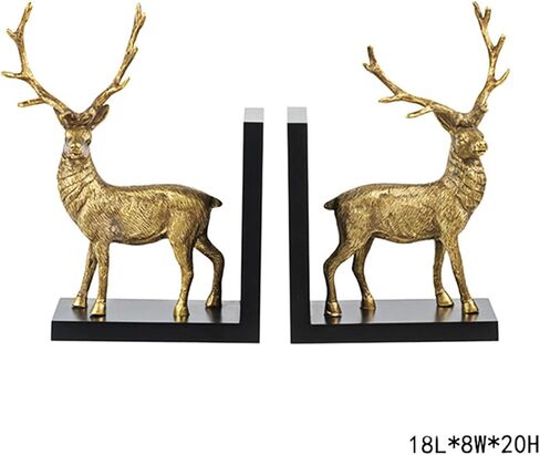 Bookend Support Luxurious Deer Bookends, Decorative Book Ends Modern Copper Ceramic for Shelves Non-Skid Bookend Unique Holders for Home Office Decor Bookends in Saudi Arabia