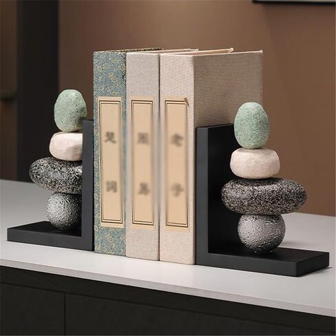 Bookend Support Heavy Duty Ceramic Book Ends, Stopper for Shelves, Unique Aesthetic Design Decorative Bookends Bookends in Saudi Arabia