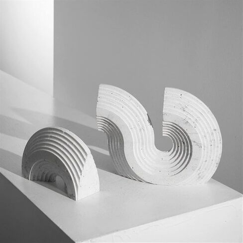 Bookend Support White Stone Bookends Decorative Pair, Geometric Stereoscopic for Shelves, Book Holders for, Ends for Office Bookends in Saudi Arabia
