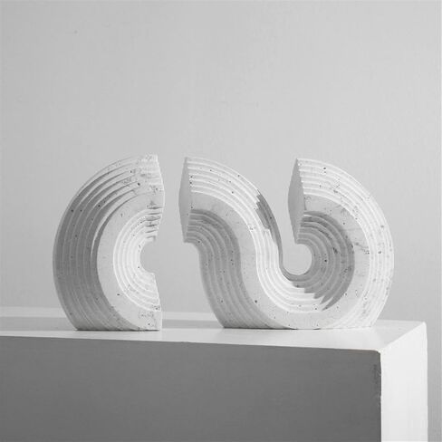 Bookend Support White Stone Bookends Decorative Pair, Geometric Stereoscopic for Shelves, Book Holders for, Ends for Office Bookends in Saudi Arabia