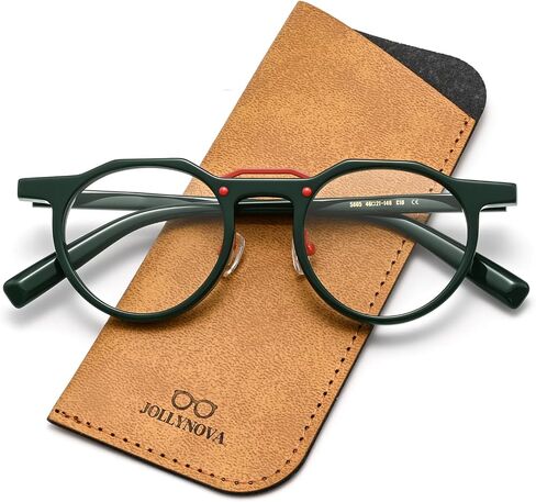 JOLLYNOVA Casper Personalized Acetate Glasses Frame Retro Round Ultra Lightweight Eyewear for Women Men in Saudi Arabia