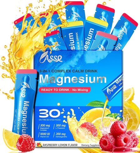 ASSR Triple Magnesium Complex - 300mg Pure Ocean Magnesium Glycinate & Magnesium Malate & Magnesium Citrate for Sleep, Energy, and Relaxation Support, High Absorption, Vegan, Non-GMO, 120 Capsules in Kuwait