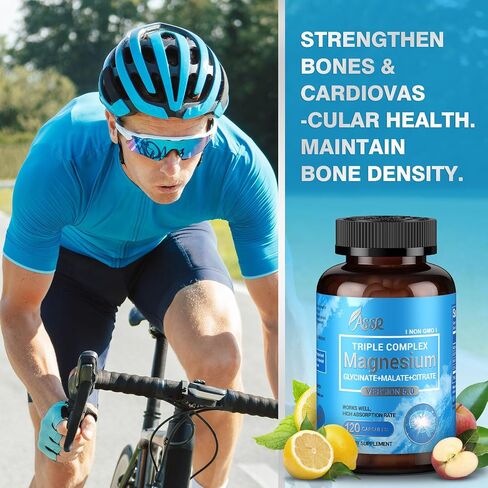 ASSR Triple Magnesium Complex - 300mg Pure Ocean Magnesium Glycinate & Magnesium Malate & Magnesium Citrate for Sleep, Energy, and Relaxation Support, High Absorption, Vegan, Non-GMO, 120 Capsules in Kuwait