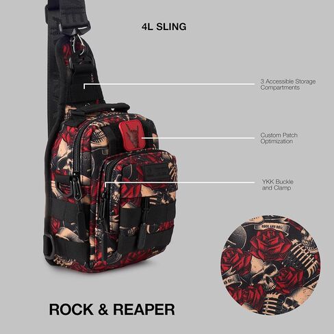 WOLFpak 4L Mini Tactical Sling Bag (Rock & Reaper) Compact Crossbody Backpack for Gym, Travel & EDC | Tactical Shoulder Bag with Multiple Pockets – Lightweight, Durable Sling Pack for Men & Women in Kuwait
