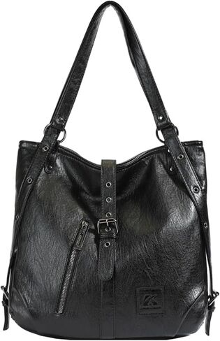 CORIOS Women Backpack Elegant Daypacks Retro Handbag PU Leather Shoulder Bag Large Capacity Top Handle Bag Waterproof Tote Bag Multifunction Travel Shopping Work Daily Hobo Bag Black in Kuwait