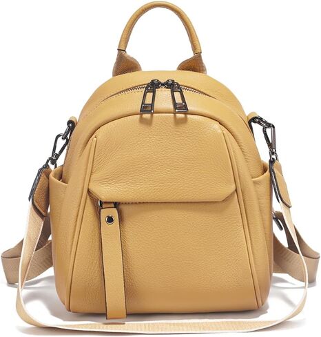 zency Genuine Leather Small Backpack for Women Convertible Shoulder Bag Purse (Yellow) in Saudi Arabia