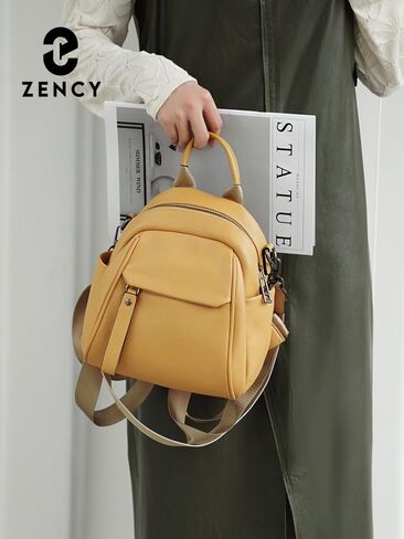 zency Genuine Leather Small Backpack for Women Convertible Shoulder Bag Purse (Yellow) in Saudi Arabia