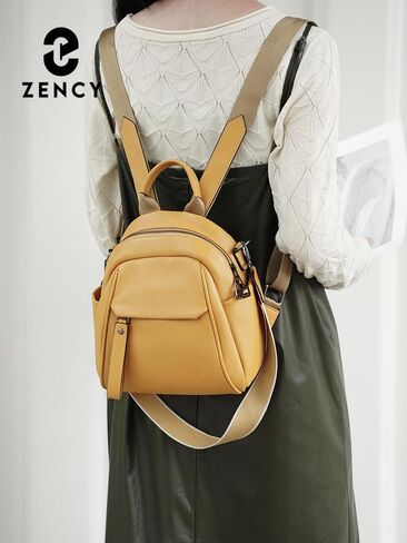 zency Genuine Leather Small Backpack for Women Convertible Shoulder Bag Purse (Yellow) in Saudi Arabia