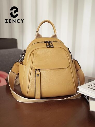 zency Genuine Leather Small Backpack for Women Convertible Shoulder Bag Purse (Yellow) in Saudi Arabia