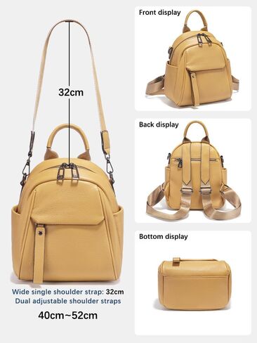 zency Genuine Leather Small Backpack for Women Convertible Shoulder Bag Purse (Yellow) in Saudi Arabia