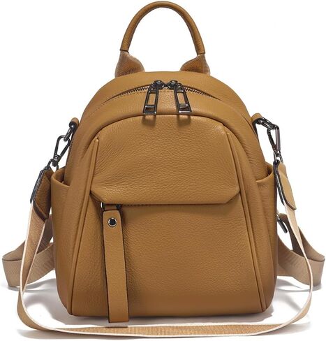 zency Genuine Leather Small Backpack for Women Convertible Shoulder Bag Purse (Yellow) in Saudi Arabia