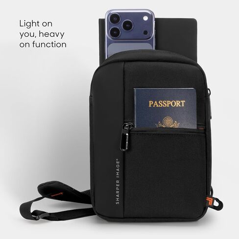 Sharper Image Crossbody Bag, Water Resistant Sling Backpack for Men,Women Daypack Cross Body Shoulder Chest Bag for Travel, Hiking, Outdoor Black (Signature Collection) in Kuwait