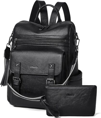 Shrrie Womens Vegan Leather Backpack Purse for Work College Beige with Brown Fashion Small Backpack Design Water-Resistant Purse in Kuwait