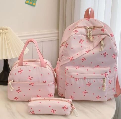 Crossbody Backpack with Bow, Travel and Campus Style Backpack for Women, Cute Pink in Saudi Arabia
