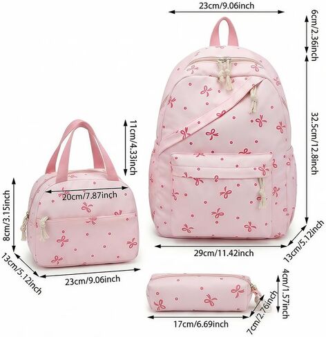 Crossbody Backpack with Bow, Travel and Campus Style Backpack for Women, Cute Pink in Saudi Arabia