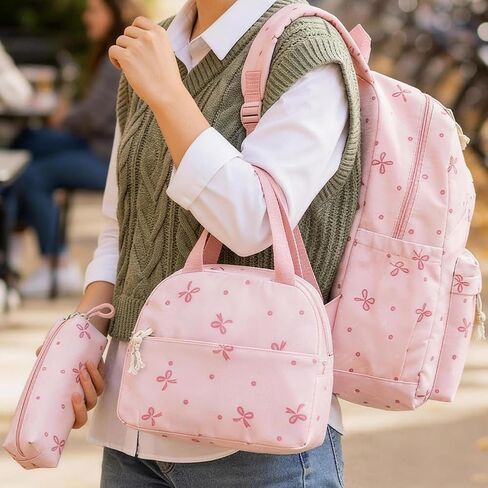 Crossbody Backpack with Bow, Travel and Campus Style Backpack for Women, Cute Pink in Saudi Arabia