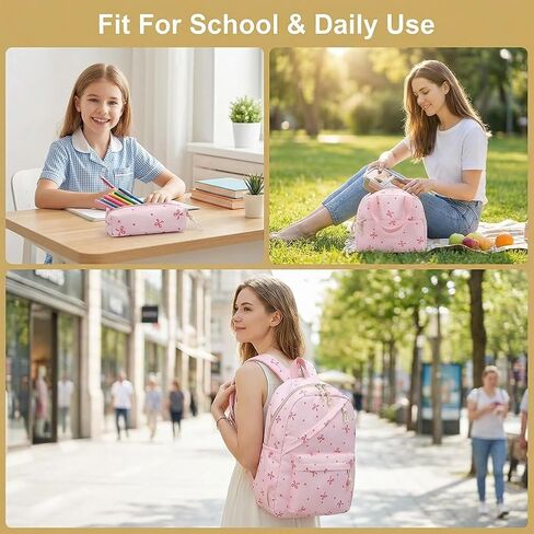 Crossbody Backpack with Bow, Travel and Campus Style Backpack for Women, Cute Pink in Saudi Arabia