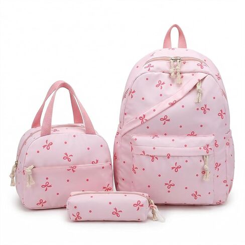 Crossbody Backpack with Bow, Travel and Campus Style Backpack for Women, Cute Pink in Saudi Arabia
