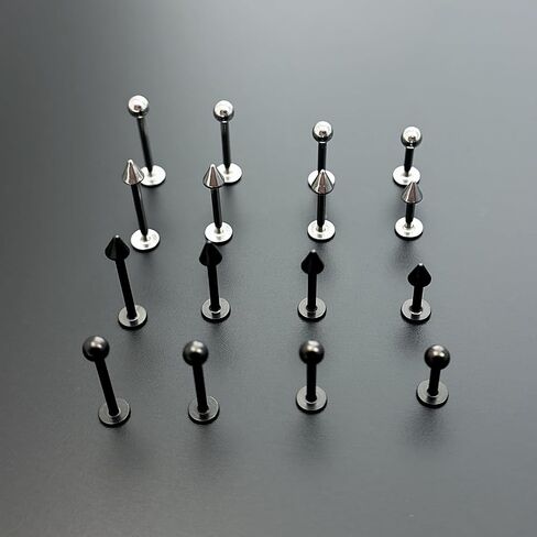 44Pcs Lip Rings 16g Surgical Steel Labret Jewelry Lip Barbell Piercing Vertical Labret Spike Snake Bite Piercing Jewelry Horseshoe Septum Nose Ring Cartilage Tragus Helix Earrings Studs in Saudi Arabia