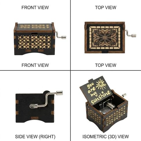 You are My Sunshine Wooden Music Box, Antique Engraved Musical Box, Trinket Box Small Musical Boxes-Gifts for Lover, Boyfriend, Girlfriend, Husband, Wife in Kuwait