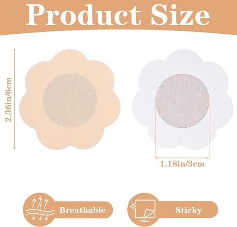 Sibba 60 Pcs Disposable Non-Woven Pasties Petal Nipple Covers for Women Breathable Pezoneras Breast Pasties No-Show Nipple Stickers, Invisible Beige Black in Kuwait