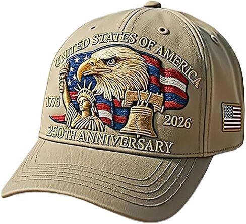 250th Anniversary USA Hat - Bald Eagle Embroidery Patriotic Baseball Cap, Eagle & Liberty 250 Year American Anniversary Hat (C) in Saudi Arabia