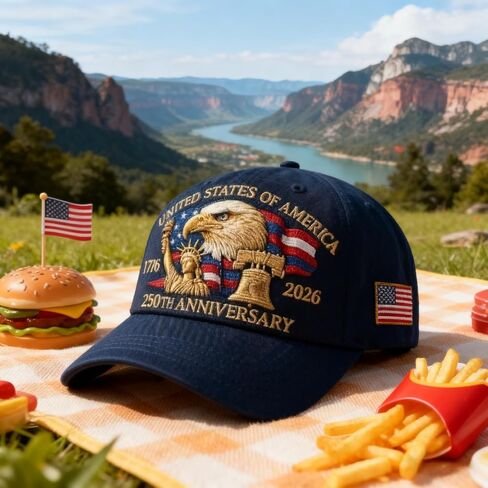 250th Anniversary USA Hat - Bald Eagle Embroidery Patriotic Baseball Cap, Eagle & Liberty 250 Year American Anniversary Hat (C) in Saudi Arabia
