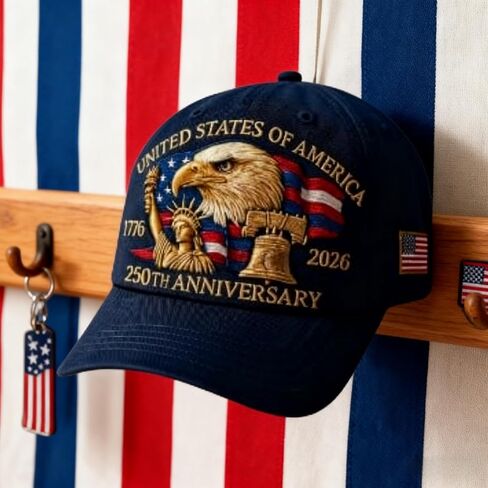 250th Anniversary USA Hat - Bald Eagle Embroidery Patriotic Baseball Cap, Eagle & Liberty 250 Year American Anniversary Hat (C) in Saudi Arabia