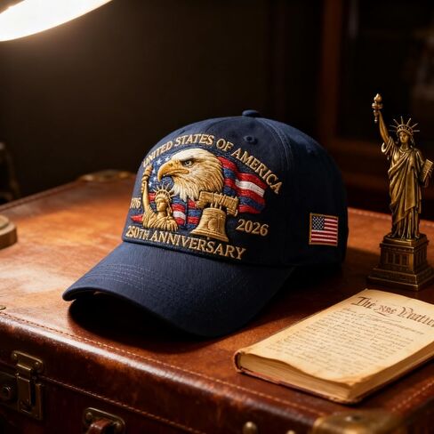 250th Anniversary USA Hat - Bald Eagle Embroidery Patriotic Baseball Cap, Eagle & Liberty 250 Year American Anniversary Hat (C) in Saudi Arabia