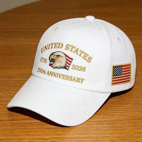 250th Anniversary USA Hat - Bald Eagle Embroidery Patriotic Baseball Cap, Eagle & Liberty 250 Year American Anniversary Hat (C) in Saudi Arabia