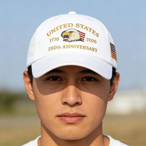 250th Anniversary USA Hat - Bald Eagle Embroidery Patriotic Baseball Cap, Eagle & Liberty 250 Year American Anniversary Hat (C) in Saudi Arabia