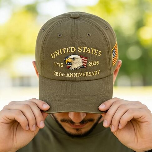 250th Anniversary USA Hat - Bald Eagle Embroidery Patriotic Baseball Cap, Eagle & Liberty 250 Year American Anniversary Hat (C) in Saudi Arabia
