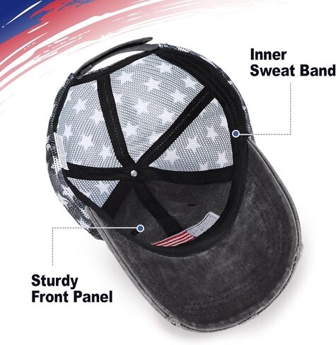 2 Pack American Flag Hat Baseball Cap, Embroidery Washed Patriotic USA 4th of July Hat for Men Women in Saudi Arabia