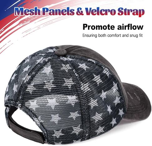 2 Pack American Flag Hat Baseball Cap, Embroidery Washed Patriotic USA 4th of July Hat for Men Women in Saudi Arabia
