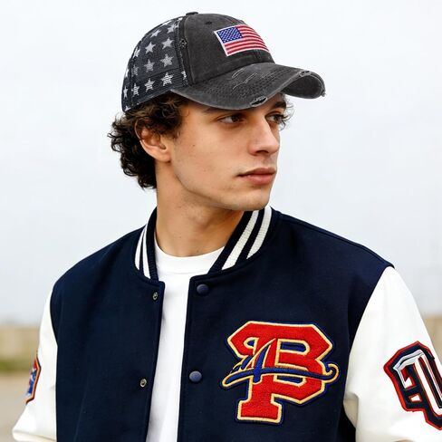 2 Pack American Flag Hat Baseball Cap, Embroidery Washed Patriotic USA 4th of July Hat for Men Women in Saudi Arabia