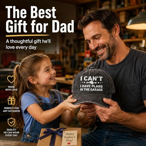 Funny Dad Hat Gifts for Men, I Can't I Have Plans in The Garage Baseball Cap Ideas for Fathers Day, Adjustable Cotton Hat for Dad Papa Dark Gray in Saudi Arabia