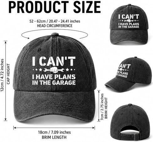 Funny Dad Hat Gifts for Men, I Can't I Have Plans in The Garage Baseball Cap Ideas for Fathers Day, Adjustable Cotton Hat for Dad Papa Dark Gray in Saudi Arabia