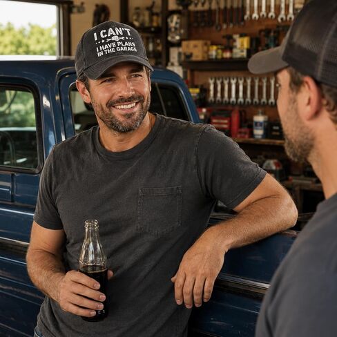 Funny Dad Hat Gifts for Men, I Can't I Have Plans in The Garage Baseball Cap Ideas for Fathers Day, Adjustable Cotton Hat for Dad Papa Dark Gray in Saudi Arabia