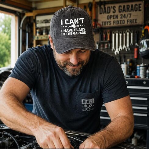 Funny Dad Hat Gifts for Men, I Can't I Have Plans in The Garage Baseball Cap Ideas for Fathers Day, Adjustable Cotton Hat for Dad Papa Dark Gray in Saudi Arabia